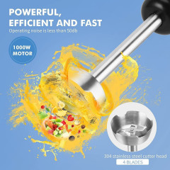 Mutoy Mutoy Stabmixer, Stabmixer Elektrischer, Purierstab Edelstahl, Purierstab mit abnehmbarem edelstahl Mixfuss, Mix- und Messbecher Schwarz ( 800W 5 in 1)  Ручной блендер Mutoy, электрический ручной блендер, очищающий стержень из нержавеющей стали, очи