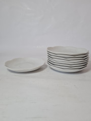 Набор тарелок винтажный Schumann, белый фарфор с фактурным узором, 9 шт х 15 x 2,5 см, Германия, 1960-70гг.