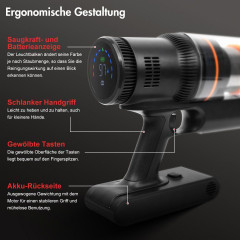 7Magic 7Magic Akku-Handstaubsauger, 450 W, 30000 Pa Faltbarer Staubsauger, mit Wandhalterung und Adapter, 6-stufiges HEPA, Abnehmbarer Akku, 60min, 3 Saugstarken, 2500mAh  Беспроводной ручной пылесос 7Magic, складной пылесос 450 Вт, 30 000 Па, с настенным