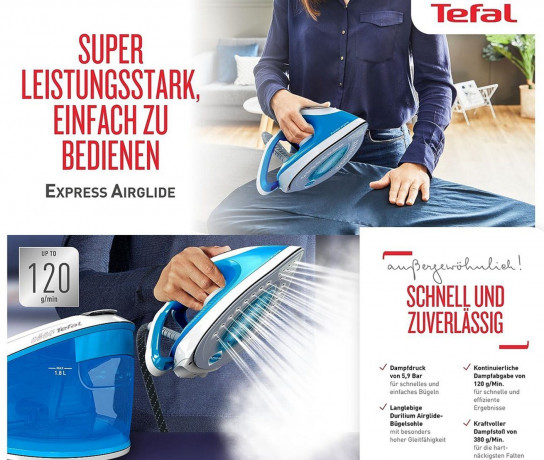 Tefal Tefal Dampfbugelstation Express Ultimate Dampfbugelstation Bugelstation Dampfbugeleisen, 1800,00 ml Wassertank, 1,8L Tank abnehmbar,Bugeleisen Dampf,Bugelstationen mit Dampfstation  Паровая гладильная станция Tefal Express Ultimate, паровая гладильн