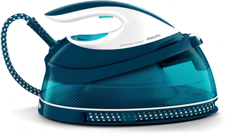 Philips Philips Dampfbugelstation PerfectCare Compact GC7844/20, 1500 ml Wassertank, 2.400 Watt, OptimalTemp, 400 gr Dampfstoss Паровая гладильная станция Philips PerfectCare Compact GC7844/20, резервуар для воды 1500 мл, 2400 Вт, OptimalTemp, паровой уд