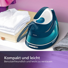 Philips Philips Dampfbugelstation PerfectCare Compact GC7844/20, 1500 ml Wassertank, 2.400 Watt, OptimalTemp, 400 gr Dampfstoss  Паровая гладильная станция Philips PerfectCare Compact GC7844/20, резервуар для воды 1500 мл, 2400 Вт, OptimalTemp, паровой уд
