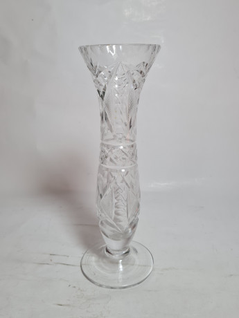 Ваза винтажная Anna Hutte на ножке, хрусталь, 22 x 7,5 см, Германия, 1960-70гг.