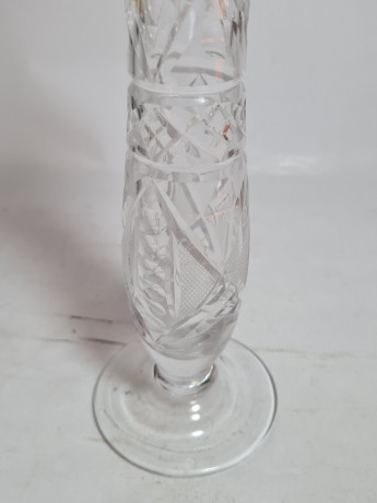 Ваза винтажная Anna Hutte на ножке, хрусталь, 22 x 7,5 см, Германия, 1960-70гг.