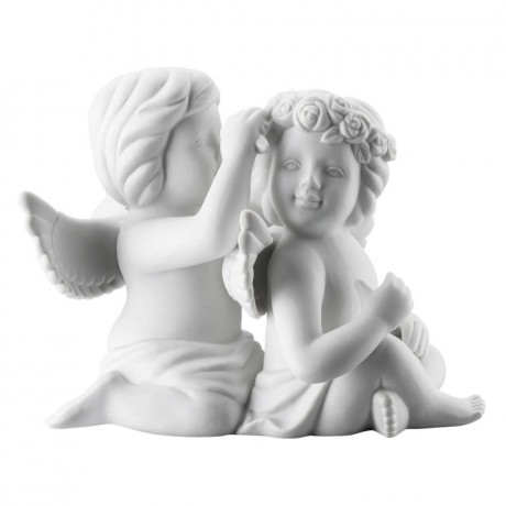 Rosenthal Rosenthal Engelpaar mit Blumenkranz gross weiss matt 12,5 cm Розенталь пара ангелов с венком из цветов большие белые матовые 12,5см