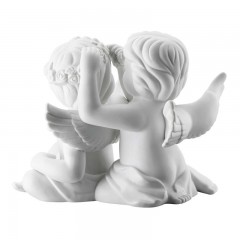 Rosenthal Rosenthal Engelpaar mit Blumenkranz gross weiss matt 12,5 cm Розенталь пара ангелов с венком из цветов большие белые матовые 12,5см