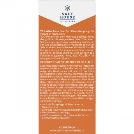 SALTHOUSE Totes Meer Therapie Pflegecreme, 75 ml, SALTHOUSE медицинский крем Totes Meer Therapie Pflegecreme с мочевиной, пантенолом, магнием и маслом ши для очень сухой зудящей кожи, 75 мл