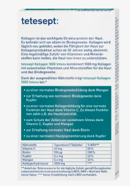 tetesept Kollagen 1000 Intens 30 St, Коллаген 1000 Интенс 30 штуки