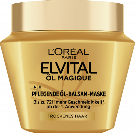 L'Oreal Paris Elvital Oel Magique Pflegende Oel-Balsam-Maske, 300 ml, Питательная маска-бальзам с маслом камелии для сухих волос, мягкость до 72 часов без жирных следов, 300 мл