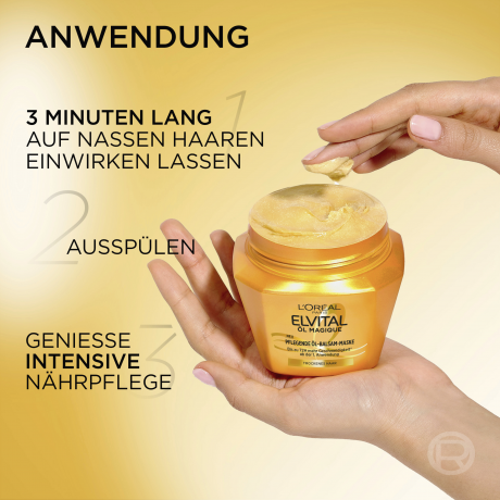 L'Oreal Paris Elvital Oel Magique Pflegende Oel-Balsam-Maske, 300 ml, Питательная маска-бальзам с маслом камелии для сухих волос, мягкость до 72 часов без жирных следов, 300 мл