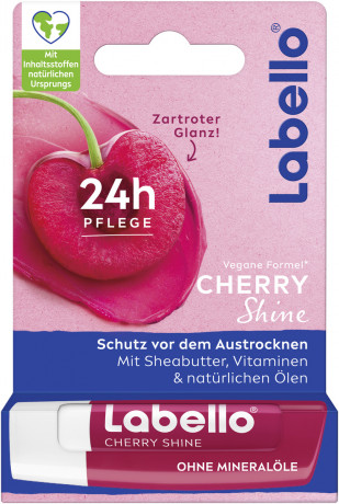 Labello Cherry Shine, Оттеночный бальзам для губ с маслом ши и витамином E для питания и мягкости, аромат вишни, 4,8 г