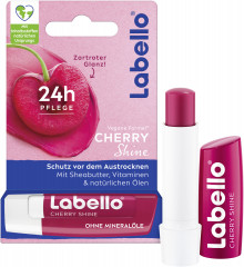 Labello Cherry Shine, Оттеночный бальзам для губ с маслом ши и витамином E для питания и мягкости, аромат вишни, 4,8 г