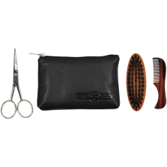 Golddachs Bartset = Schere + Burste + Kamm in Lederetui  Набор для бороды = ножницы + щетка + расческа в кожаном чехле