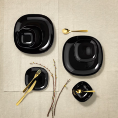 Ikea BACKIG Tiefer Teller, schwarz 20x20 cm, Икеа БАККИГ Набор глубоких тарелок, черный 20x20 см, 4 штуки