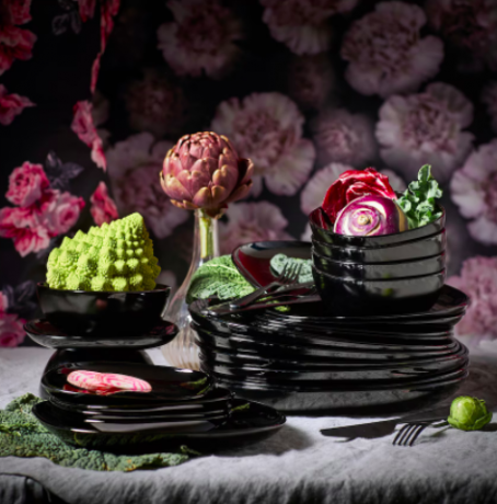 Ikea BACKIG Tiefer Teller, schwarz 20x20 cm, Икеа БАККИГ Набор глубоких тарелок, черный 20x20 см, 4 штуки