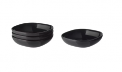 Ikea BACKIG Tiefer Teller, schwarz 20x20 cm, Икеа БАККИГ Набор глубоких тарелок, черный 20x20 см, 4 штуки