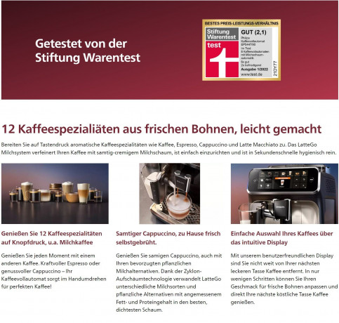 Philips Philips Kaffeevollautomat Series 5400 Kaffeevollautomat LatteGo Milchaufschaumer Display, Kaffeeautomat Cafemaschine Kaffeemaschine mi Mahlwerk Vollautomat Cafe Полностью автоматическая кофемашина Philips Series 5400, полностью автоматическая коф