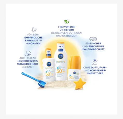 NIVEA SUN Sonnenroller babies & kids sensitiv LSF 50+, Роликовый солнцезащитный крем для младенцев и детей, для чувствительной кожи, SPF 50+, 50 мл