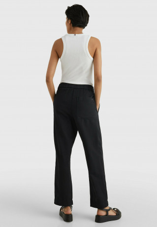 Tommy Hilfiger DRAWSTRING TWILL  Trousers black САРЖА С КУЛИСАМИ Брюки черный