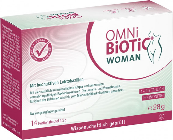 OMNi-BiOTiC WOMAN 14st, Комплекс бактерий Омни Биотик: 4 штамма бактерий для микрофлоры влагалища, Германия, 14 саше