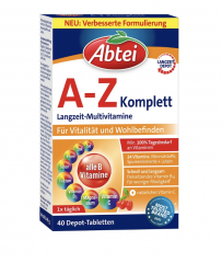 Abtei A-Z Complete 3 x 40st (120stk) Мультивитамины От А до Z Komplette в таблетках, на 100% покрывают суточную потребность, 40 шт x 3 упаковки