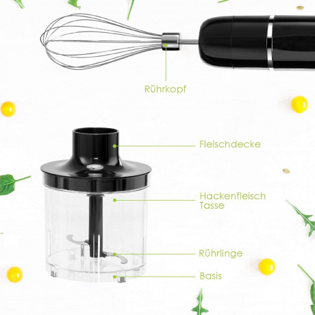 KOMFOTTEU KOMFOTTEU Stabmixer, Handruhrer-Set, mit 3-Klingen-Messer  Ручной блендер KOMFOTTEU, набор ручных миксеров, с 3-лезвийным ножом