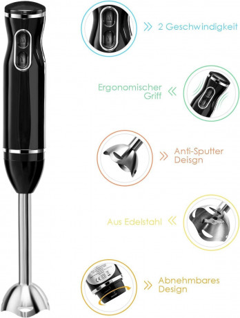 KOMFOTTEU KOMFOTTEU Stabmixer, Handruhrer-Set, mit 3-Klingen-Messer  Ручной блендер KOMFOTTEU, набор ручных миксеров, с 3-лезвийным ножом