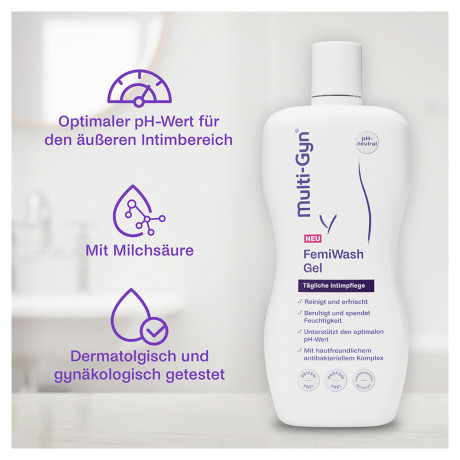 Multi-Gyn FemiWash Набор 2 шт х 220 мл Гель для интимной гигиены, pH 4.2, для чувствительной кожи, без мыла и отдушек