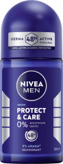 NIVEA MEN Protect & Care Deodorant Roll-On, 50 ml, Нивеа Мужской дезодорант ролик, пантенол, 0% алюминия, 0% спирта, аромат NIVEA MEN Creme, 48ч защита, 50 мл