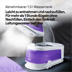 Braun Braun Dampfbugelstation CareStyle 1 IS1014VI Dampfbugelstation, Weiss/Violett, 1500 ml Wassertank  Паровая гладильная станция Braun CareStyle 1 IS1014VI, паровая гладильная станция, белый/фиолетовый, резервуар для воды на 1500 мл