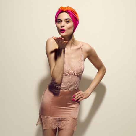Silke London The Kate SILKE Hair Wrap Cerise Pinke & Orange The Kate Шелковая повязка для волос