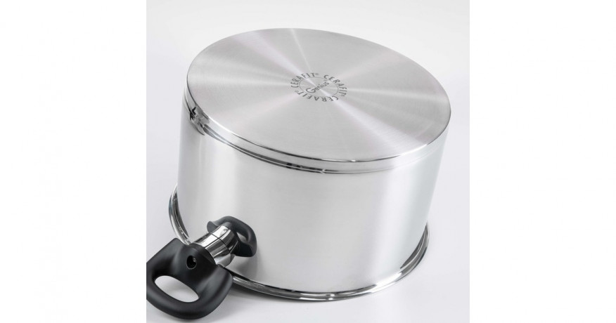 Cerafit Cerafit Steel Topf O 24cm edelstahl/grau, mit Design-Glasdeckel  edelstahl/grau Кастрюля Cerafit Steel O 24см нержавеющая сталь/серый, с дизайнерской стеклянной крышкой