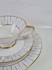 Чайное трио винтажное Konigel.prv. / Tettau 1794, серо-золотой декор, фарфор, Германия, 1960-70гг.