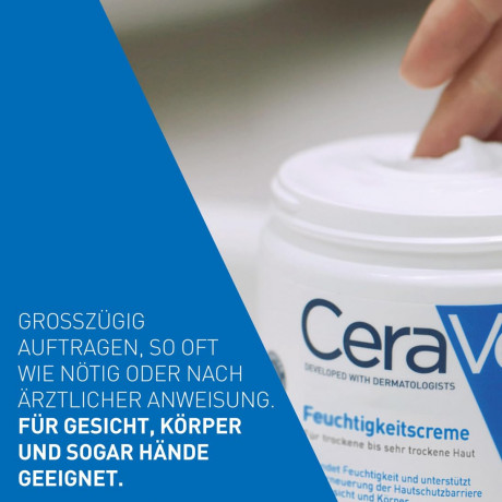 CeraVe Moisturising Cream for Body and Face, Cream for Dry to Very Dry Skin, Увлажняющий крем CeraVe для тела и лица для сухой и очень сухой кожи, с гиалуроновой кислотой и 3 незаменимыми церамидами, подходит для людей, страдающих нейродермито