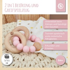 bieco Greifling Holz Natur mit Silikon Kugeln Baby Beissring 7cm Greifring 0 M Beissringe Клатча из натурального дерева с силиконовыми шариками Детское прорезыватель для зубов 7см Захватывающее кольцо 0 М Прорезыватель для зубов