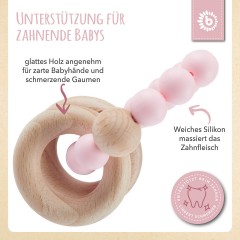 bieco Greifling Holz Natur mit Silikon Kugeln Baby Beissring 7cm Greifring 0 M Beissringe Клатча из натурального дерева с силиконовыми шариками Детское прорезыватель для зубов 7см Захватывающее кольцо 0 М Прорезыватель для зубов