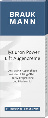 Braukmann Hyaluron Power Lift Augencreme, 30 ml, Hildegard Braukmann крем для кожи вокруг глаз с гиалуроновой кислотой, для нормальной и обезвоженной кожи, для мужчин, 30 мл