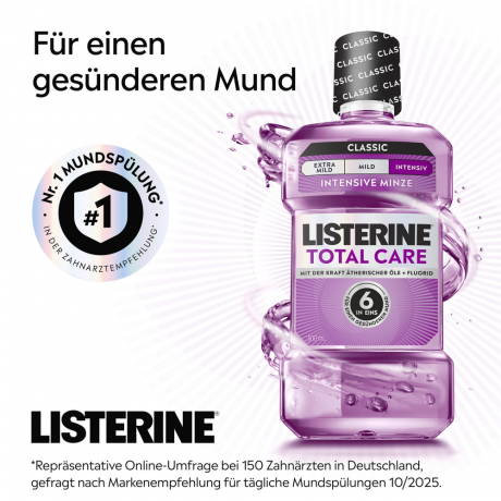 Listerine Mundspuelung Total Care Zahnschutz, 80 ml, Listerine ополаскиватель для полости рта Total Care Zahnschutz, комплексная защита зубов 6 в 1, дорожный формат, 80 мл