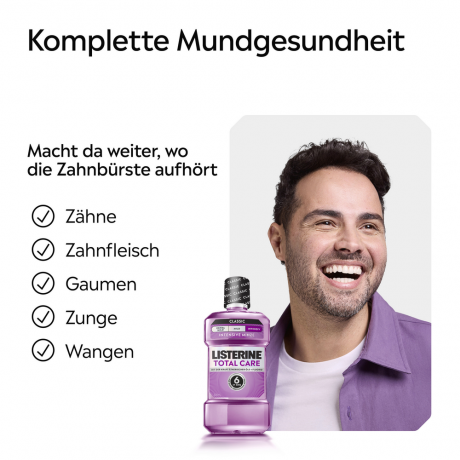 Listerine Mundspuelung Total Care Zahnschutz, 80 ml, Listerine ополаскиватель для полости рта Total Care Zahnschutz, комплексная защита зубов 6 в 1, дорожный формат, 80 мл