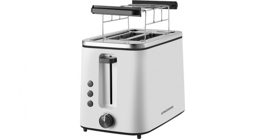 Grundig Grundig Toaster TA 5860 weiss/schwarz, 800 Watt, fur 2 Scheiben Toast weiss/schwarz Тостер Grundig TA 5860 белый/черный, 800 Вт, на 2 ломтика тостов
