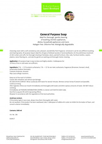 Kraueterhaus Sanct Bernhardt General Purpose Soap, 1 литр