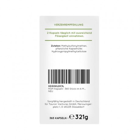 Nature Love MSM Tabletten mit Vitamin C Сера с Витамином С для укрепления костей, мышц, кожи, таблетки, 365 шт.