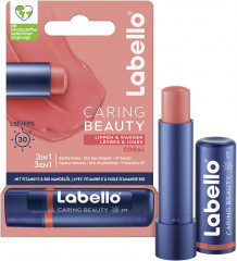 Labello Caring Beauty Coral LSF 30, Коралловый бальзам для губ и щёк с маслом ши и миндальным маслом для питания и мягкости, SPF 30, 4,8 г