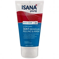 ISANA Young S.O.S. Clear extra starke 3in1 Reinigung, Peeling &amp; Maske Сос Пилинг и Маска 3в1 очищение, пилинг и маска для жирной и поврежденной кожи 150 г