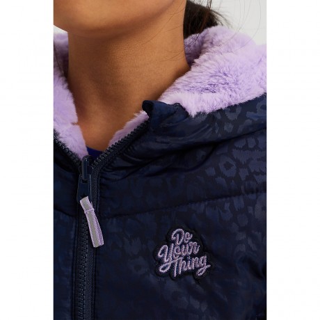 WE Fashion Madchen-Wendejacke mit Kapuze und Kunstfell Blazer fur Madchen Двусторонняя куртка для девочки с капюшоном и блейзер из искусственного меха для девочки