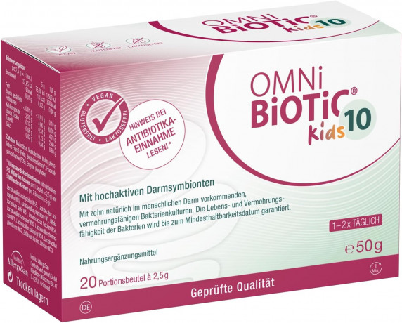 OMNI BIOTIC 10 Kids 20st x 2 packs, Комплекс бактерий для детей Омни Биотик 10 штаммов бактерий для микрофлоры кишечника, Германия, 20шт х 2 упаковки