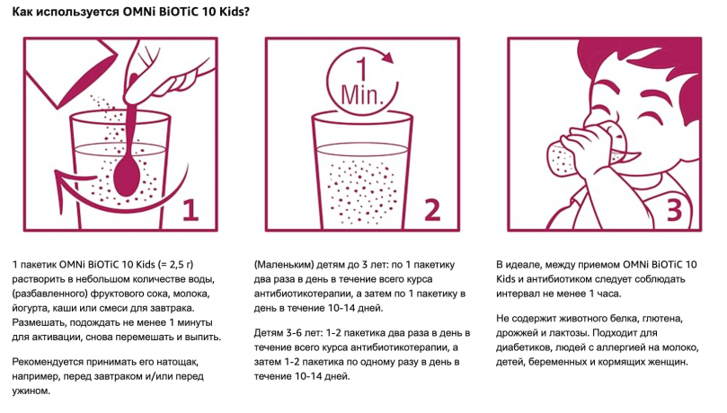 OMNI BIOTIC 10 Kids 20st x 2 packs, Комплекс бактерий для детей Омни Биотик 10 штаммов бактерий для микрофлоры кишечника, Германия, 20шт х 2 упаковки