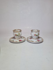 Подставки для яиц винтажные HS Chodziez Poland, белый фарфор с цветочным рисунком и обильной позолотой, 2шт х 7x 10 см, Польша, 1960-70гг.