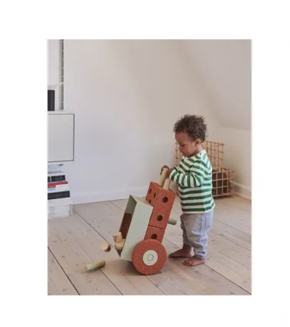 MODU 3-in-1 Baby Walker, Orange,  Ходунки детские развивающие 3 в 1 для малышей (Дания), конструктор 22 элемента, каталка-тележка с ящиком, развитие баланса и первых шагов, EPP-пена и ABS пластик, оранжевый