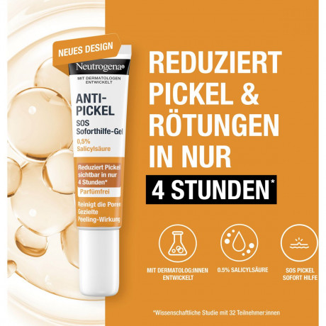 Neutrogena Anti-Pickel SOS Soforthilfe-Gel, 15 ml, Neutrogena Anti-Pickel SOS Точечный гель с салициловой кислотой для уменьшения прыщей и покраснений, 15 мл